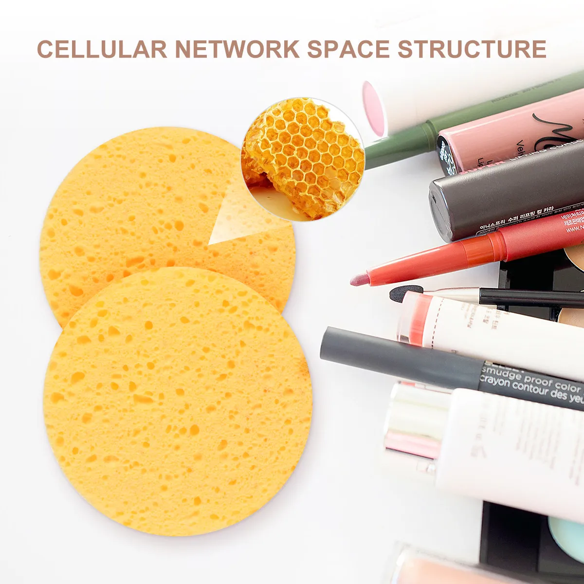 

50Pcs Natural Wood Pulp Facial Cleaning Sponge Soft Skin Care Compressed Cellulose Makeup Remover Round Skin Color