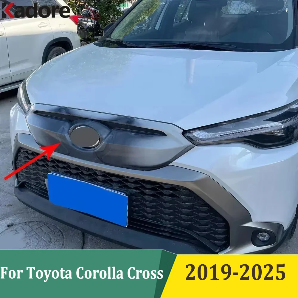 

For Toyota Corolla Cross Hybrid 2022-2025 Carbon Fiber Front Grille Grills Cover Frame Trims Car Styling Accessories