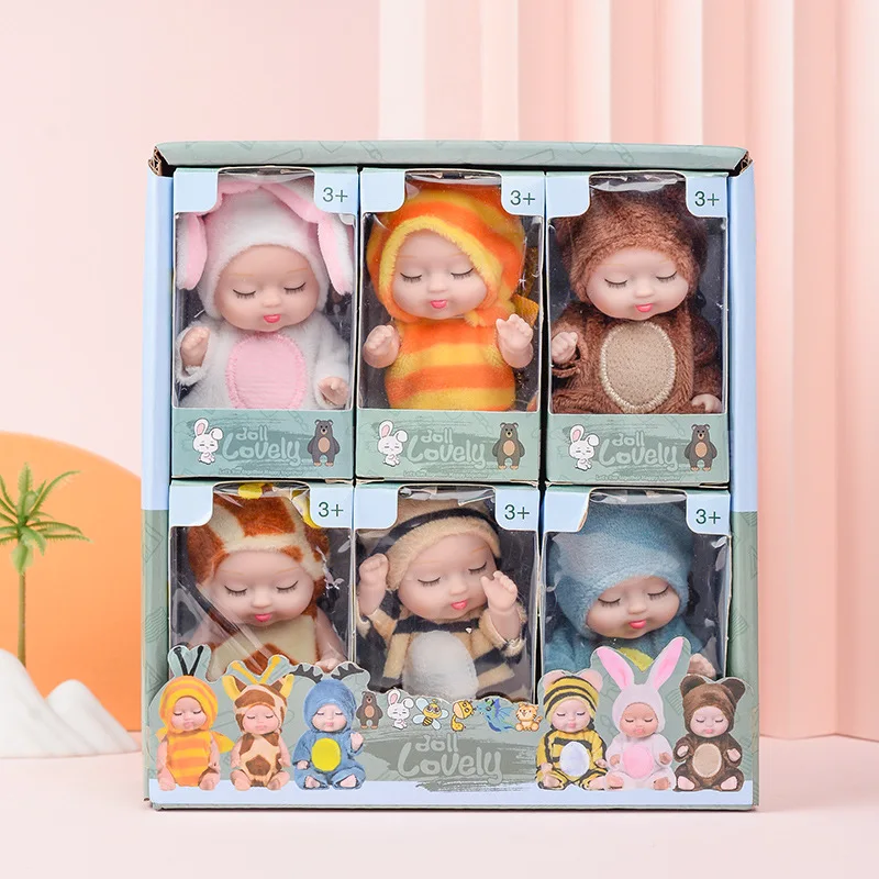 1 pçs simulação princesa bonecas brinquedo mini bonito dormindo bebê série boneca dos desenhos animados brinquedo animal para crianças kawaii bonecas presente da menina