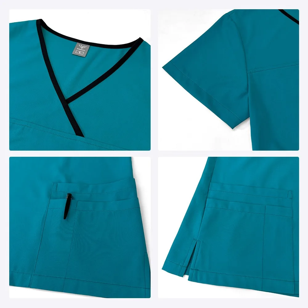 Comfort Unisex Workwear Scrub Set: Short Sleeves Long Pants Hats for Nurses Cosplay