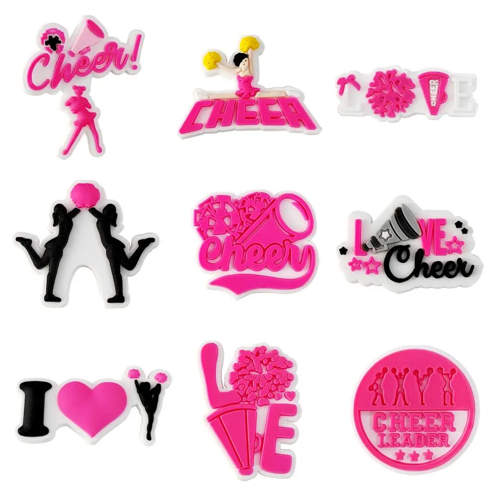 

9pcs cheerleaders Shoes Charms Accessories Fit Clog Backapck Wristbands Shoe Decorate Buckle Handmade jewelry Parties Kids Gift