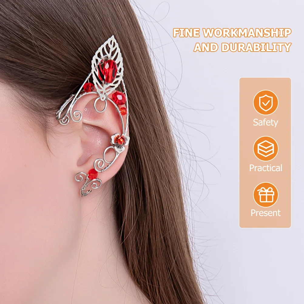 

1 Pair Vintage Clip On Earrings Copper Fairy Jewelry For Women Ear Cuffs Wrap Non Pierced Elegant Party Wedding Halloween Gift