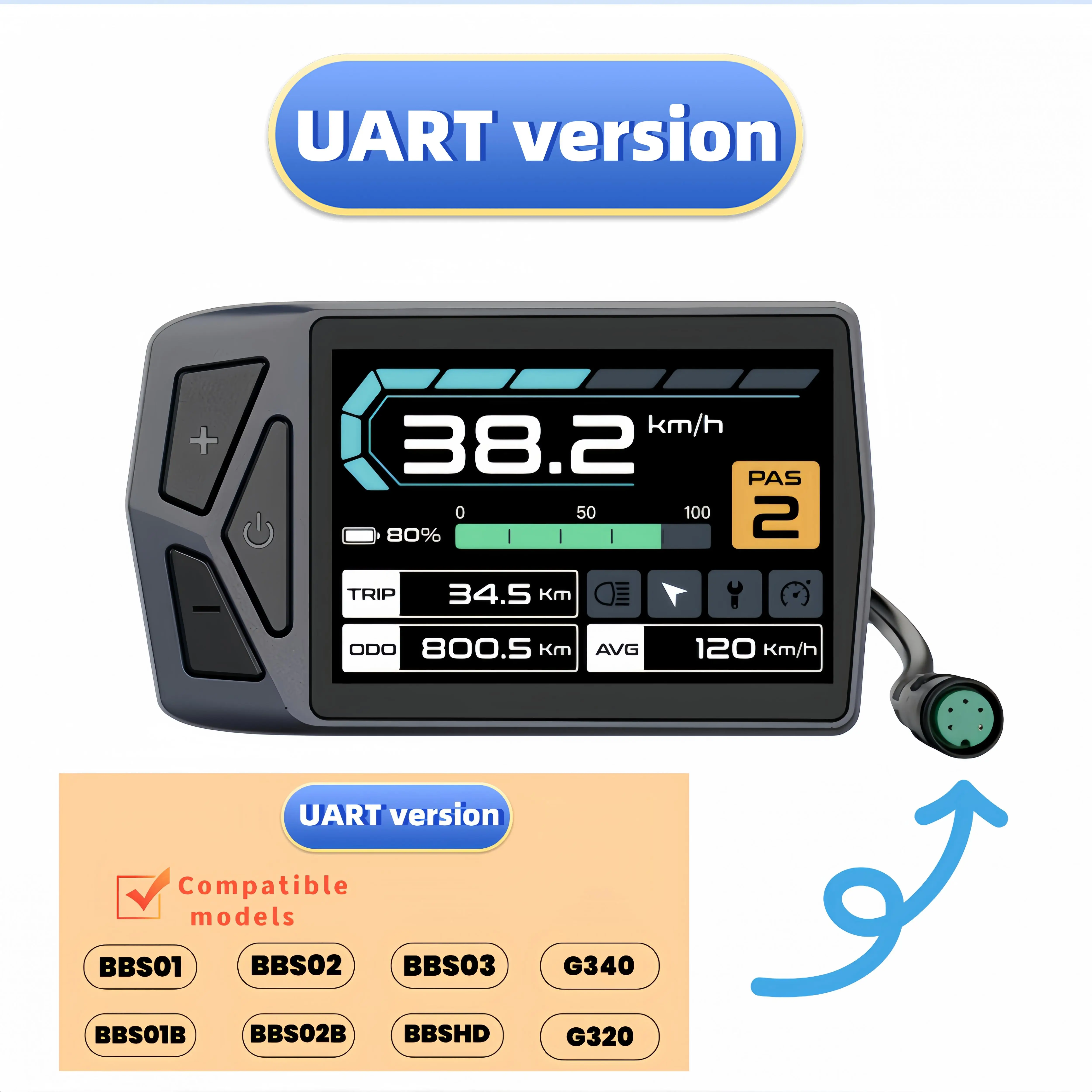 BaFang E-Bike Color Bluetoth Display EB02 UART Protocol Mid Motor for BBS01 BBS02 BBS03 BBS01B BBS02B BBSHD G340 G320