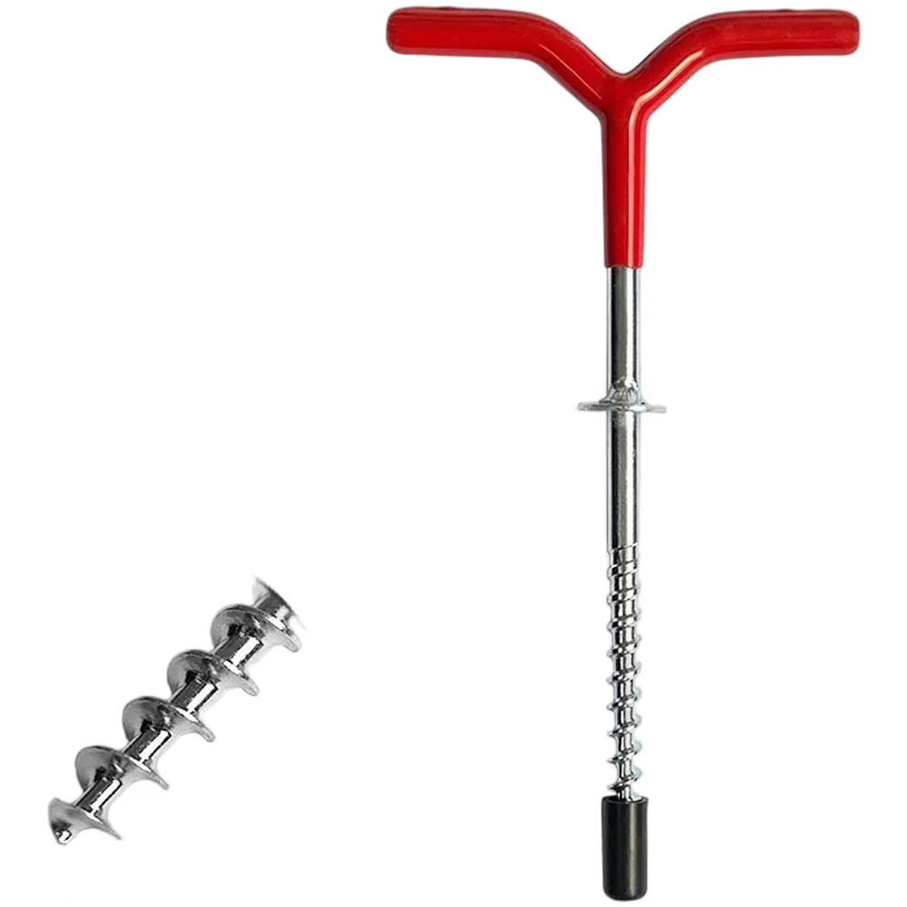 

Metal Ice Nails For Ice Fishing & Winter Camping Large/Small Ice Fishing Tent Stake With Red Plastic Rubber Handle