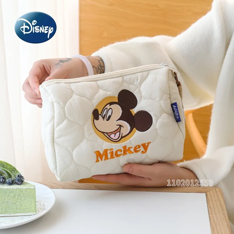 Disney's New Portable Cosmetic Bag Luxury Brand Original Embroidered Cosmetic Bag Cartoon Large Capacity Storage Toiletry Bag