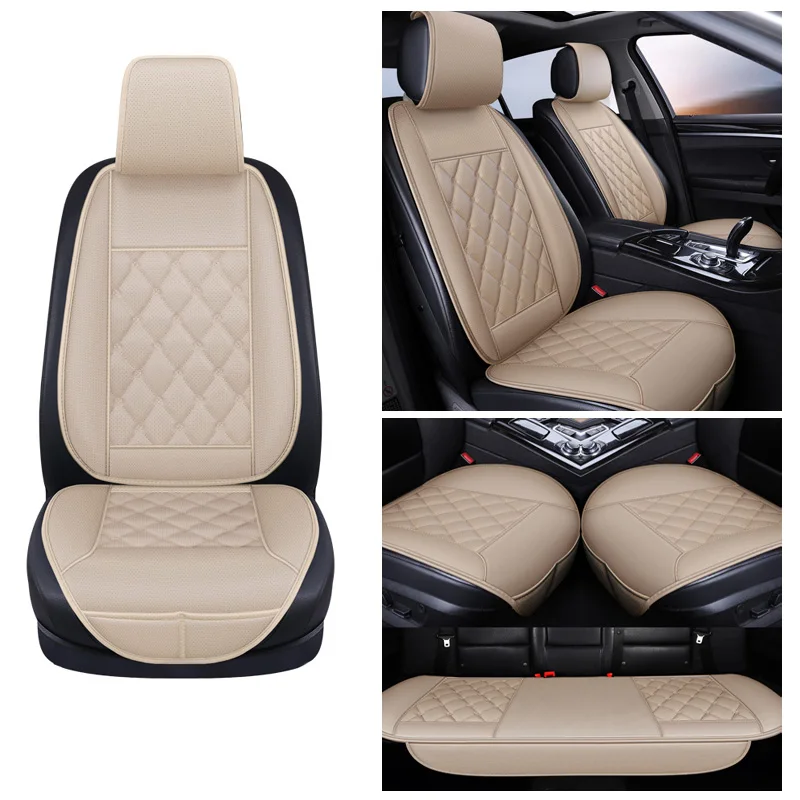 

Waterproof Leather Car Seat Cover Protector Mat Universal Front Rear With Backret Breathable Van Auto Seat Cushion Protector Pad