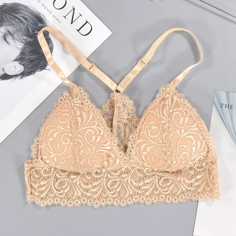 Lace Triangle Cup Women\'s Bras Wireless Bra for Women Lingerie Bralette Push Up Straps Backless Ropa Interor Para Mujeres