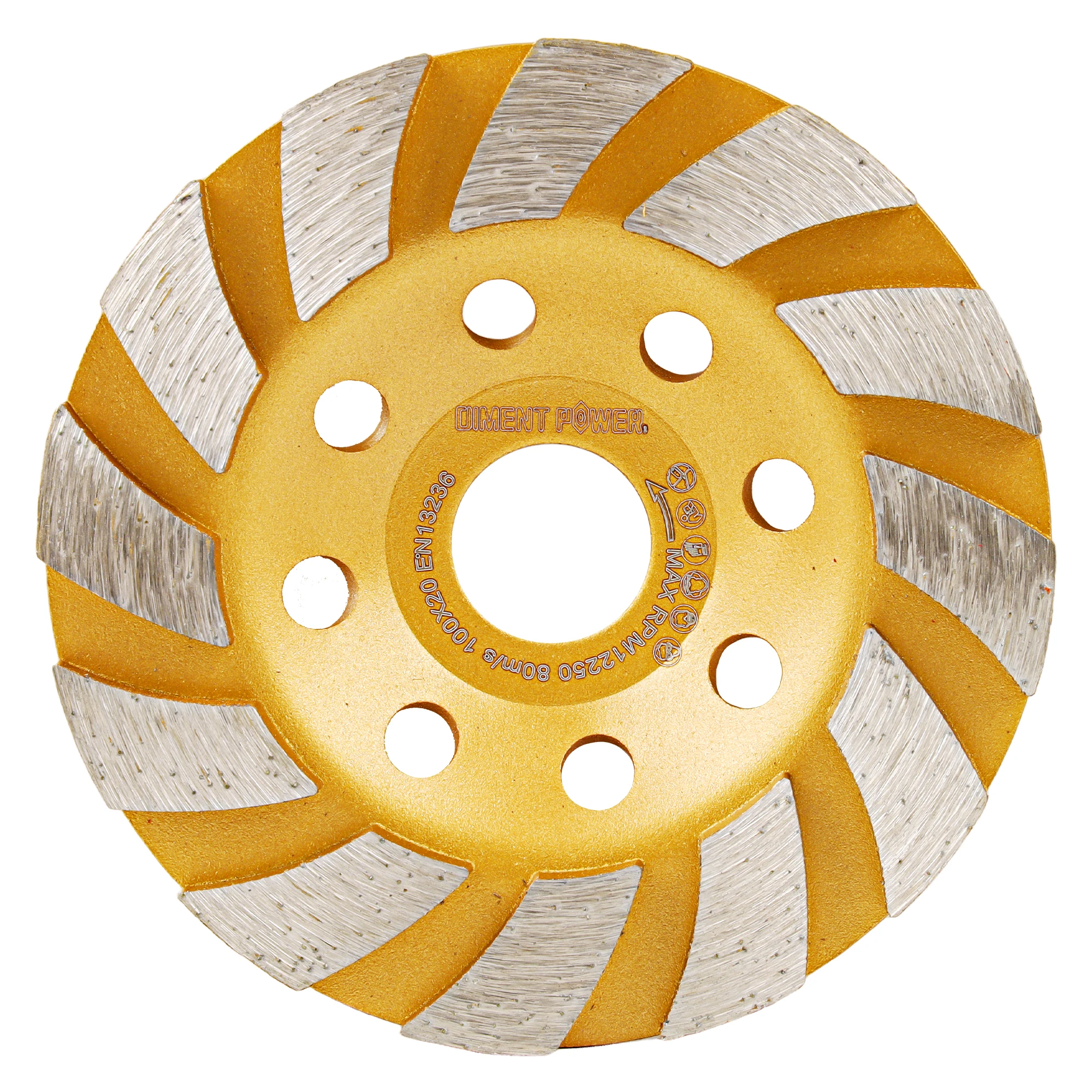 100mm/4inch Diamond Concrete Grinding Wheel 12-Segment Turbo Cup for Polishing and Cleaning Stone Concrete Surface with 16mm rin