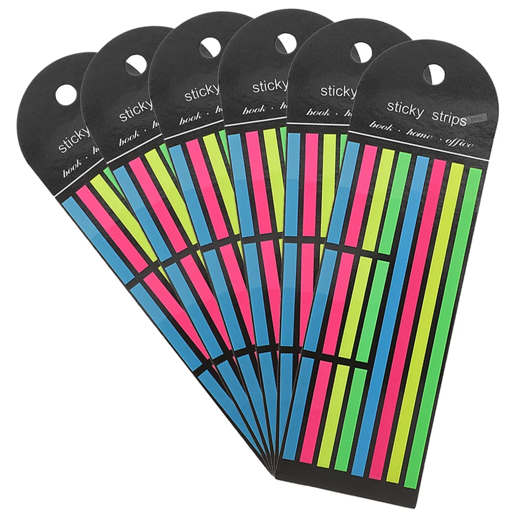 6Pcs Fluorescent Reading Strips Colorful Guided Reading Markers Convenient for School Office Highlighting Notes Page Markers