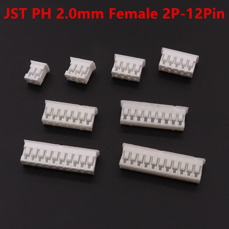 50PCS/LOT JST PH 2.0mm Female Material PH2.0 2mm Pitch 2P-12Pin Connectors Terminal Leads Header Housing PH-Y