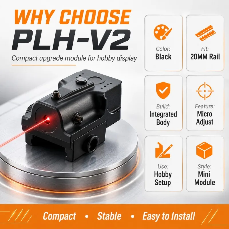 Durable Low‑Profile Rail‑Mount Decor Module, Four‑Way Tunable Red‑dot Accessory for Hobby Collection Display