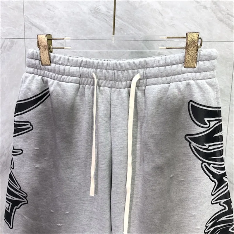 Retro Letter Printed Mixed Emotion Shorts Ripped do old looped Pants Men's Women's Capri Short Sweatpants Couple Trourers