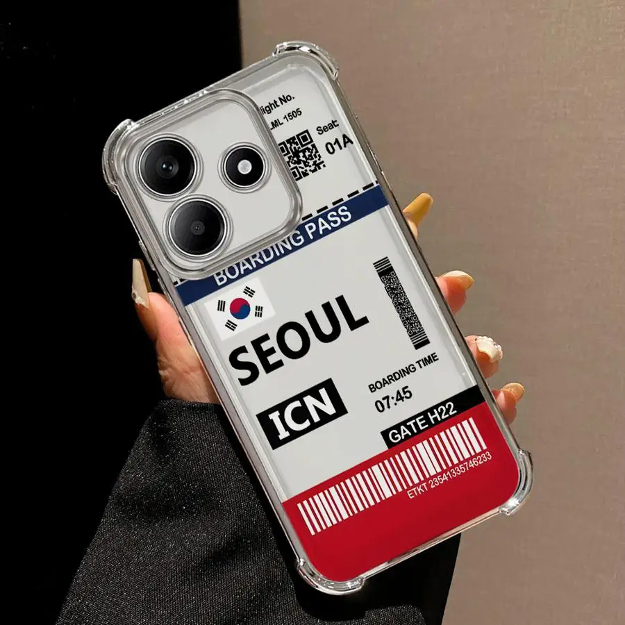 حافظة لهاتف شاومي ريدمي نوت 10 لايت 11s 11 12 13 10 Pro 14 Pro Plus 9S 10s غطاء شفاف للهواء الساخن طوكيو سيول التسمية