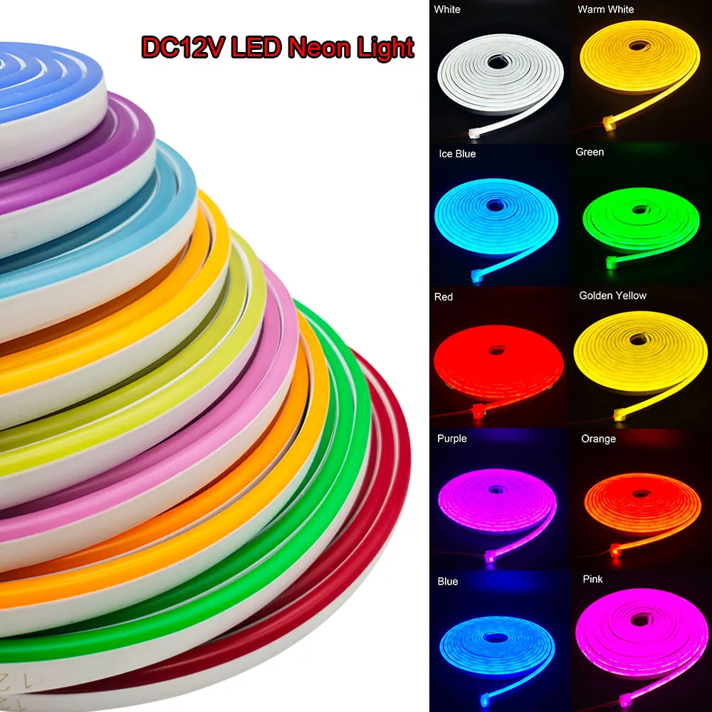 DC12V LED Flexible Silicone 6mm Narrow DIY Neon Light Strip SMD 2835 120LEDs/M Waterproof Soft Lights Bar Shape Decoration