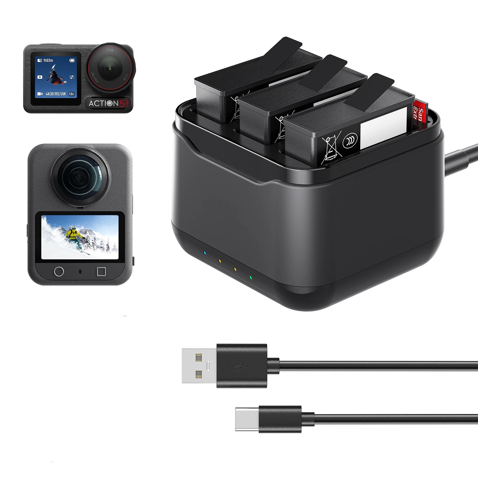 

Charging Case For DJI Osmo 360 Battery Fast Charging Box For Action5 Pro Charger Action Camera Charge Hub Accessories