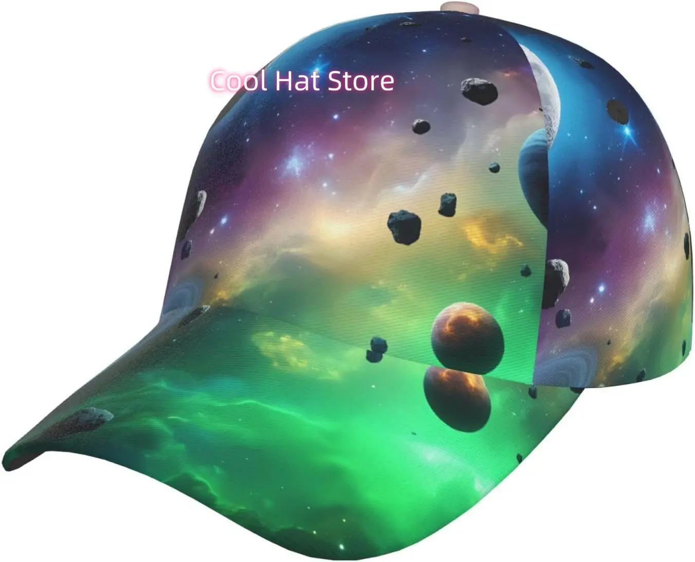 Cosmic Planetary Dance Pattern Baseball Cap Adjustable Cotton Baseball Hat for Sports, Outdoor, Travel Gifts for Men Black