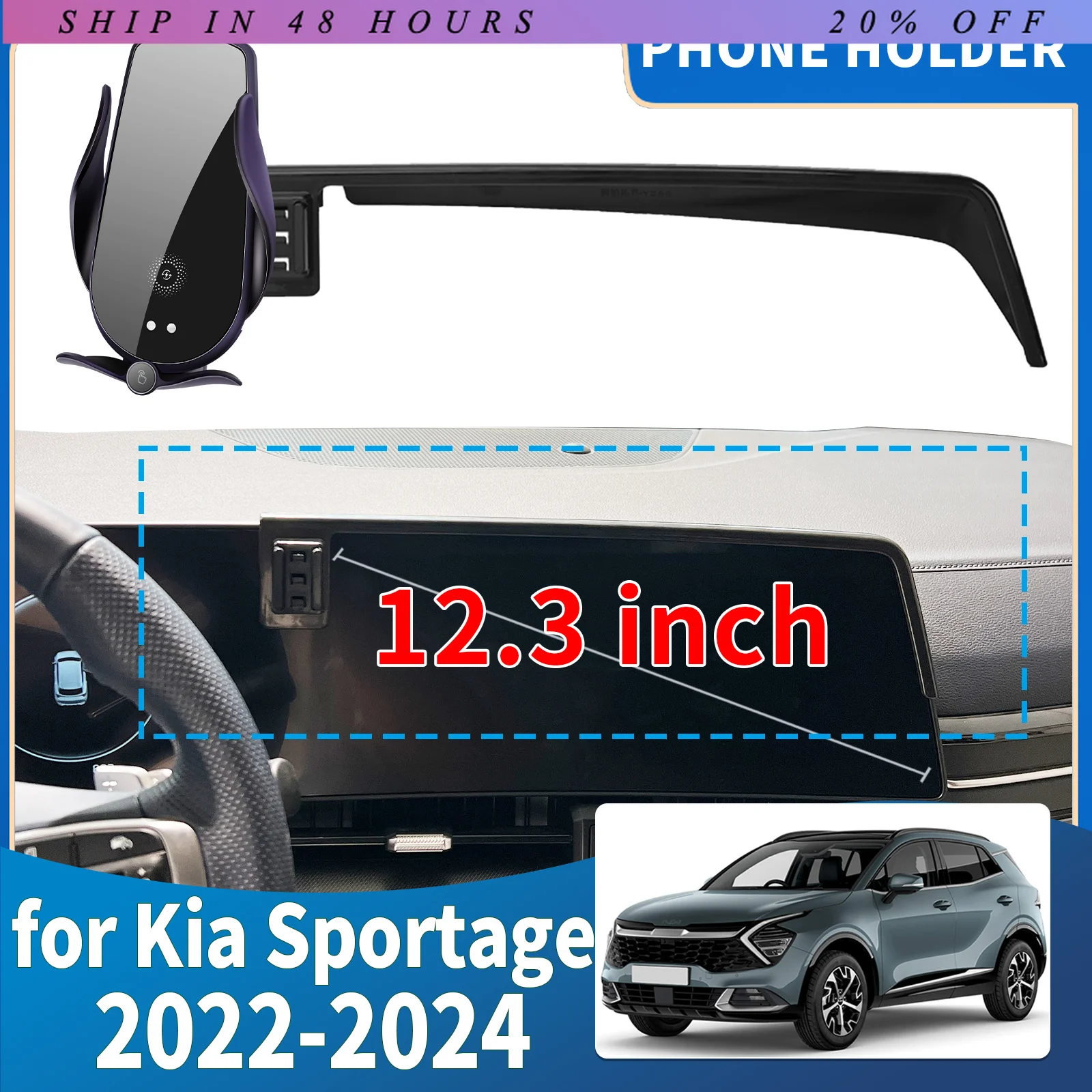 IOSN fit for Kia Sportage 2022 2023 2024 NQ5 Integrated Screen Mount Phone Holder Mount Car accessoires