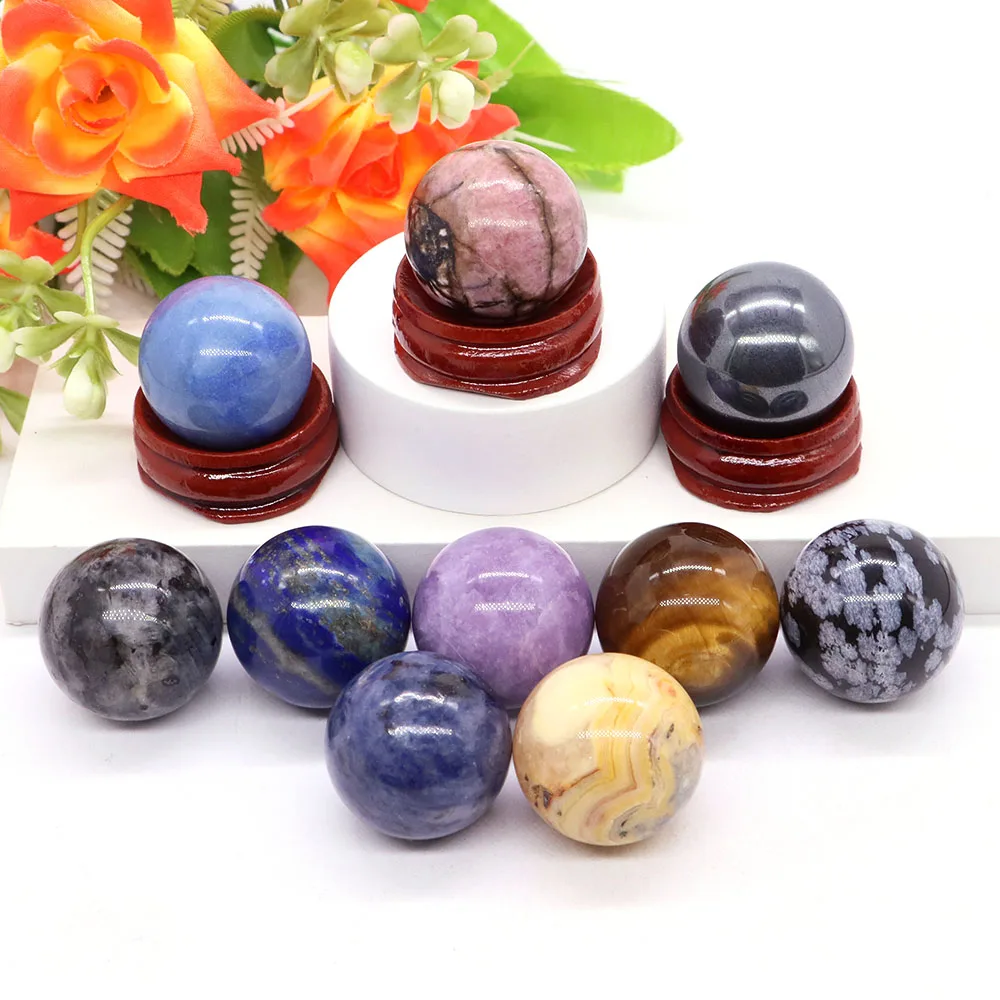 25MM Natural Crystals Quartz Round Stones Ball Reiki Healing Gemstones Collection Mineral Wicca Chakra Massage Globe Home Decor