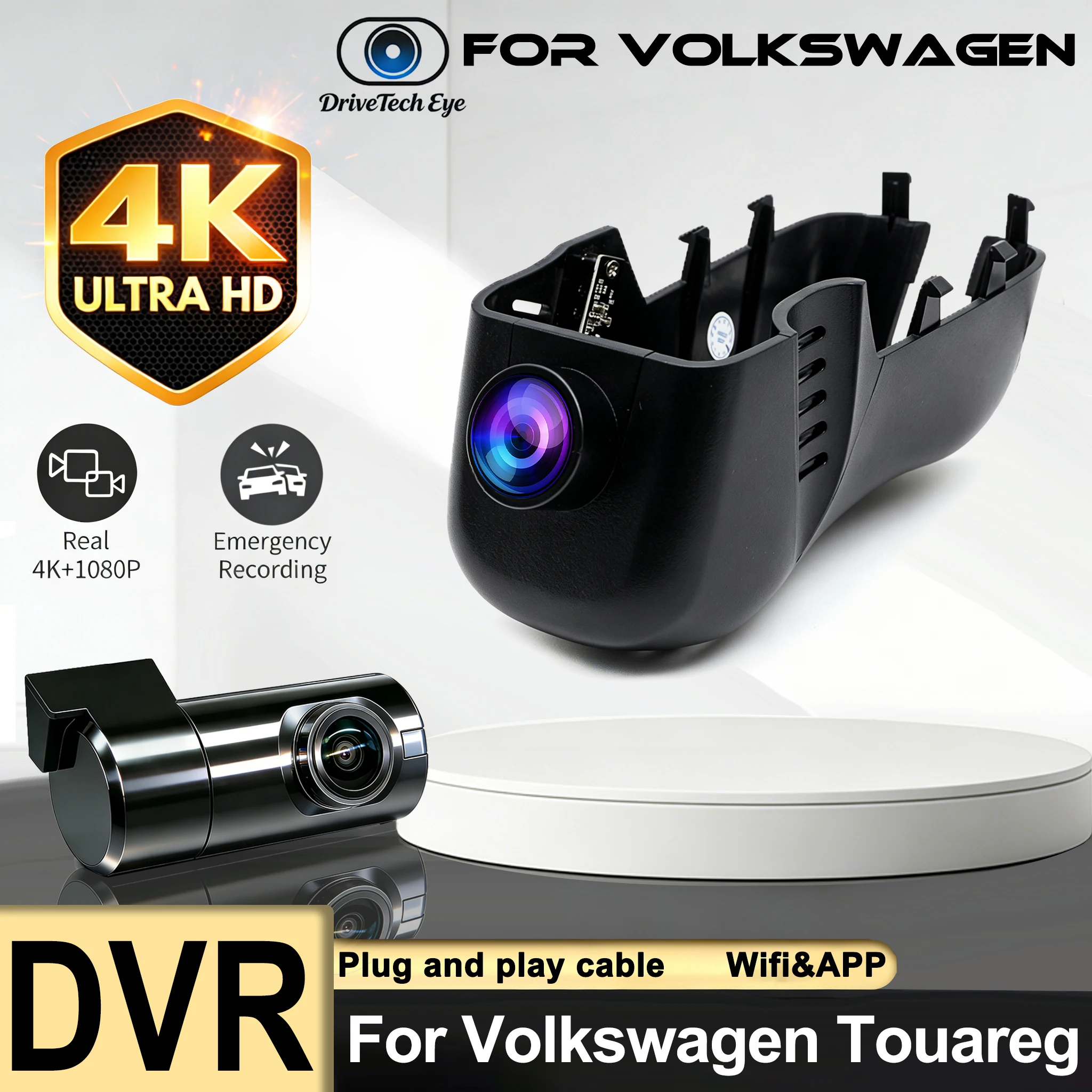 Plug and Play WIFI 4K HD Dash Cam Car DVR Car Camera For Volkswagen VW Touareg 2010 2011 2012 2013 2014 2015 2016 2017 2018 2019