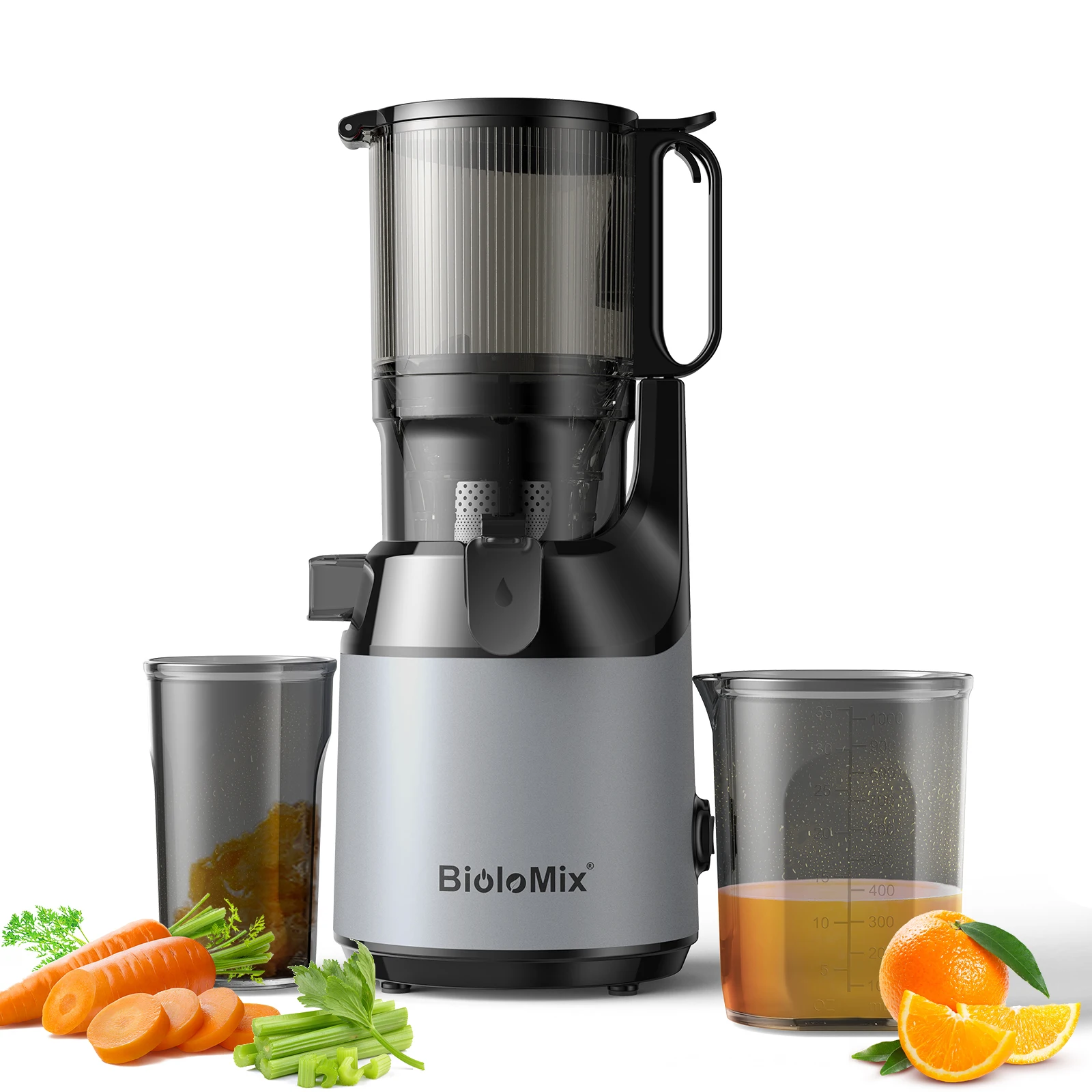 

BioloMix Cold Press Juicer,with 130mm Feed Chute,Fit Whole Fruits & Vegetables,High Juice Yield,BPA FREE Slow Masticating Juicer