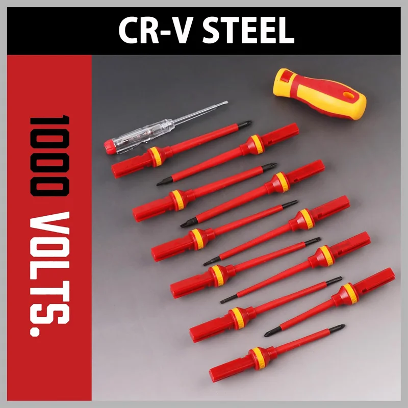 Kit di strumenti di riparazione per elettricisti 13 pezzi Set di cacciaviti isolati VDE variabili da 1000 V con kit di utensili manuali con punte a taglio magnetico