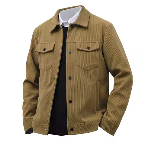 New spring workwear lapel casual jacket for men, 2025 autumn new lapel corduroy jacket for middle-aged and young men