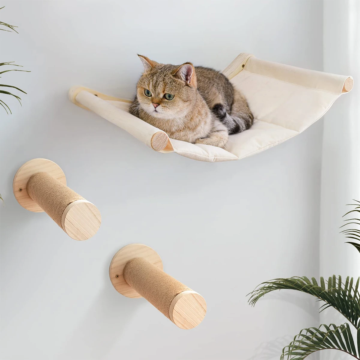 Cat Bed Wall Mounted Hammock For Large Cats Or Kitty Wood And Sisal Rope Wall Shelves And Perches Bed Furniture Jumping