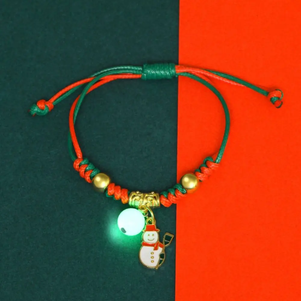 

Mistletoe Luminous Xmas Bracelet Elk Snowman Merry Christmas Bracelet Pulling Type Bangle Advent Wreath Xmas Bracelet Women Men