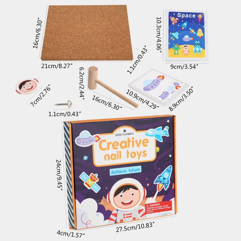 Jouet interactif pour enfants, marteau en bois, jeu clous, Puzzle, formation des doigts, Portable, éducatif, formes dessin animé, BX0D