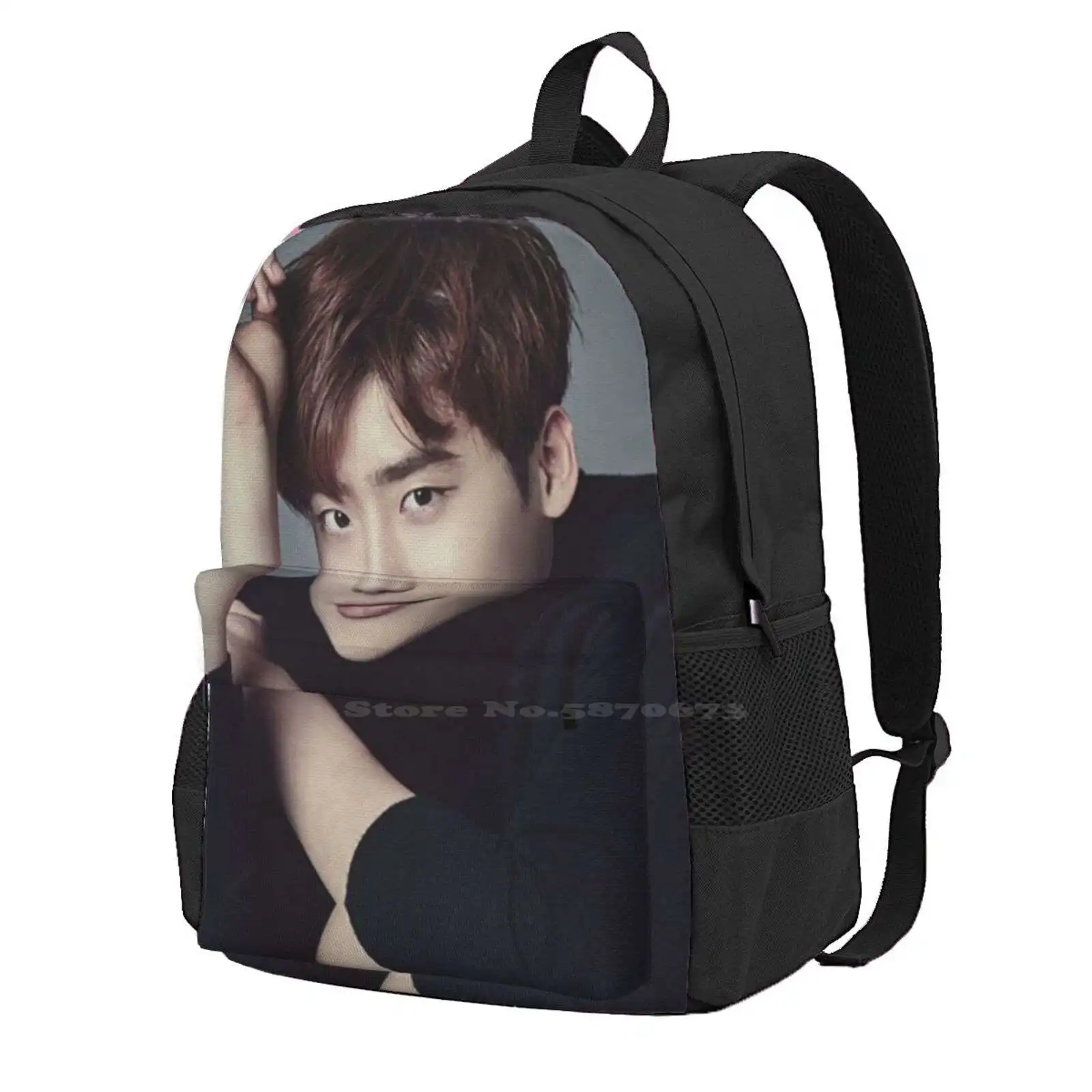 Lee Jong Suk Portrait Fashion Travel Laptop School Backpack Bag Korean Lee Jung Suk Handsome Cute Cool Kim Woo Bin Park Shin