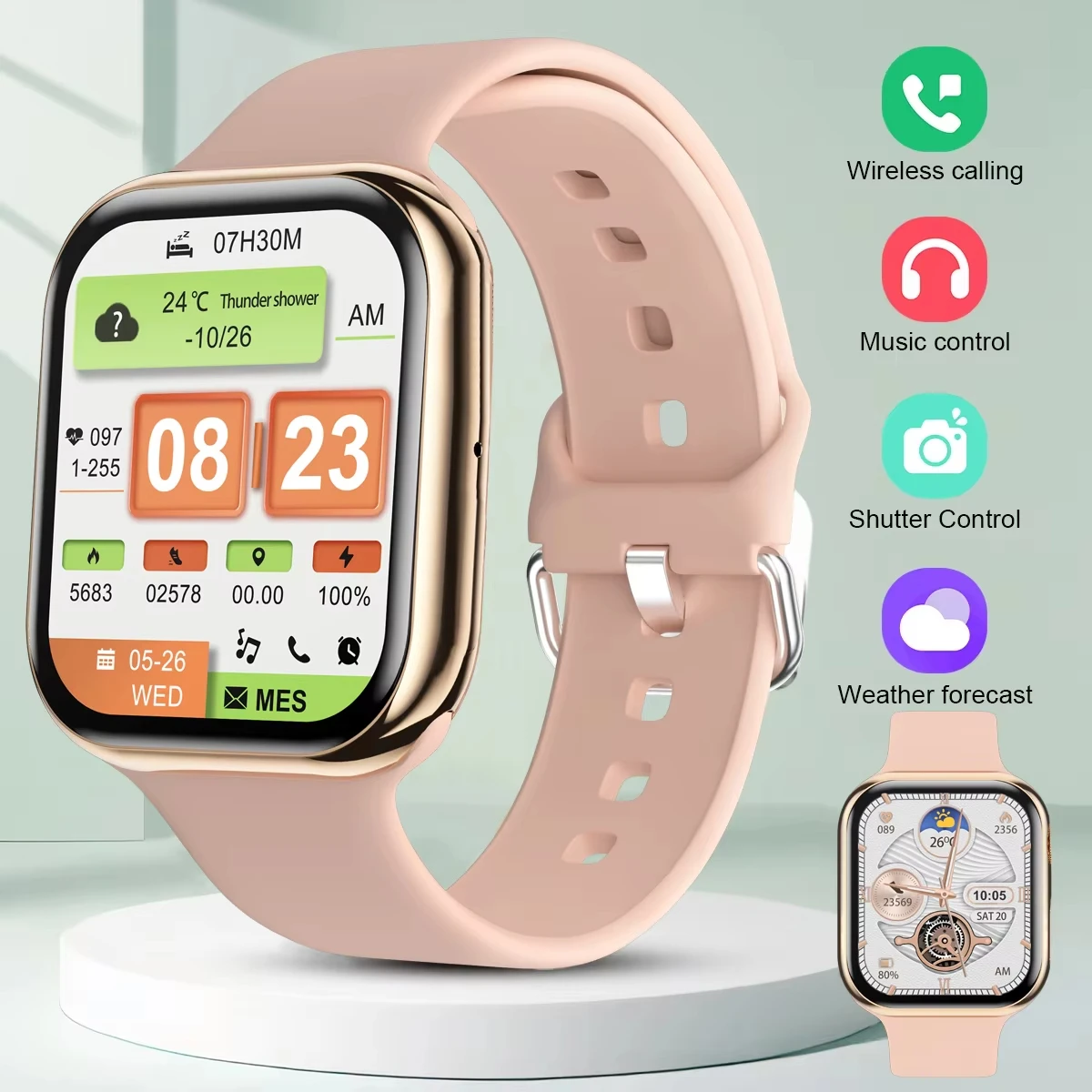 

2025 Новые модные умные часы для мужчин и женщин, 2,05-дюймовые HD-часы 10, GPS-трек, мониторинг здоровья, Bluetooth-вызов, водонепроницаемые спортивные часы