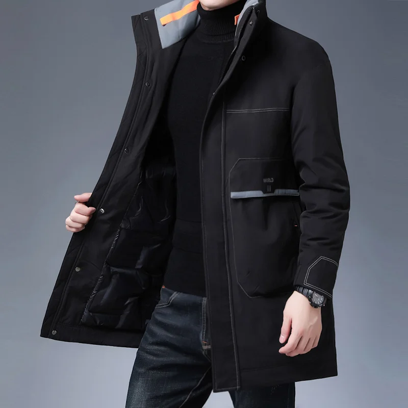 Chaqueta de plumón informal para hombre, abrigo cortavientos grueso y cálido, Parka larga de alta calidad, moda de invierno, novedad de 2024