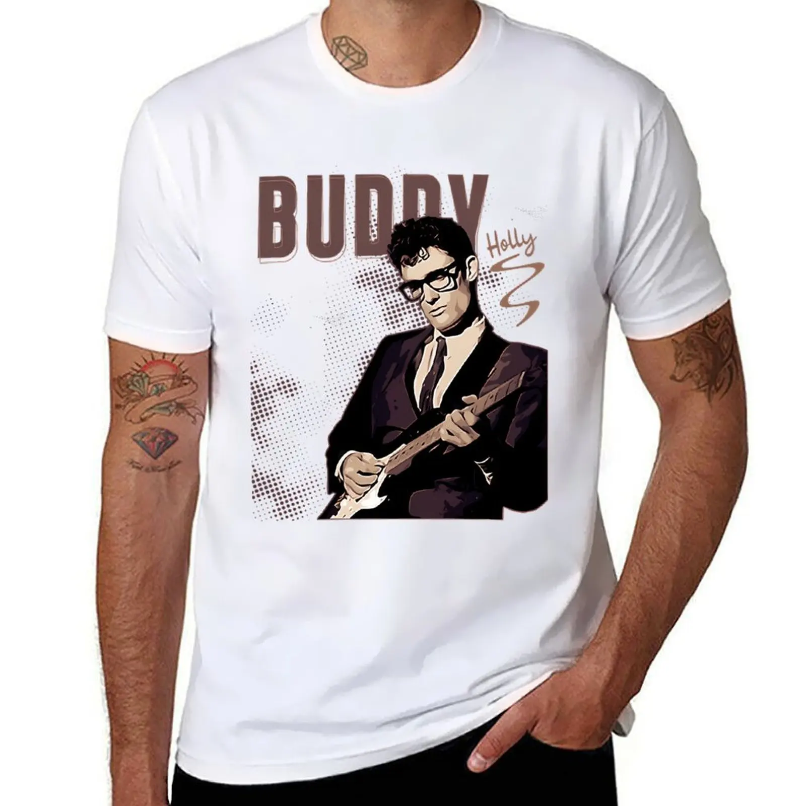 

Buddy Holly Bron Vintage T-Shirt t shirts for man cotton soft anime t shirts for man T-shirt
