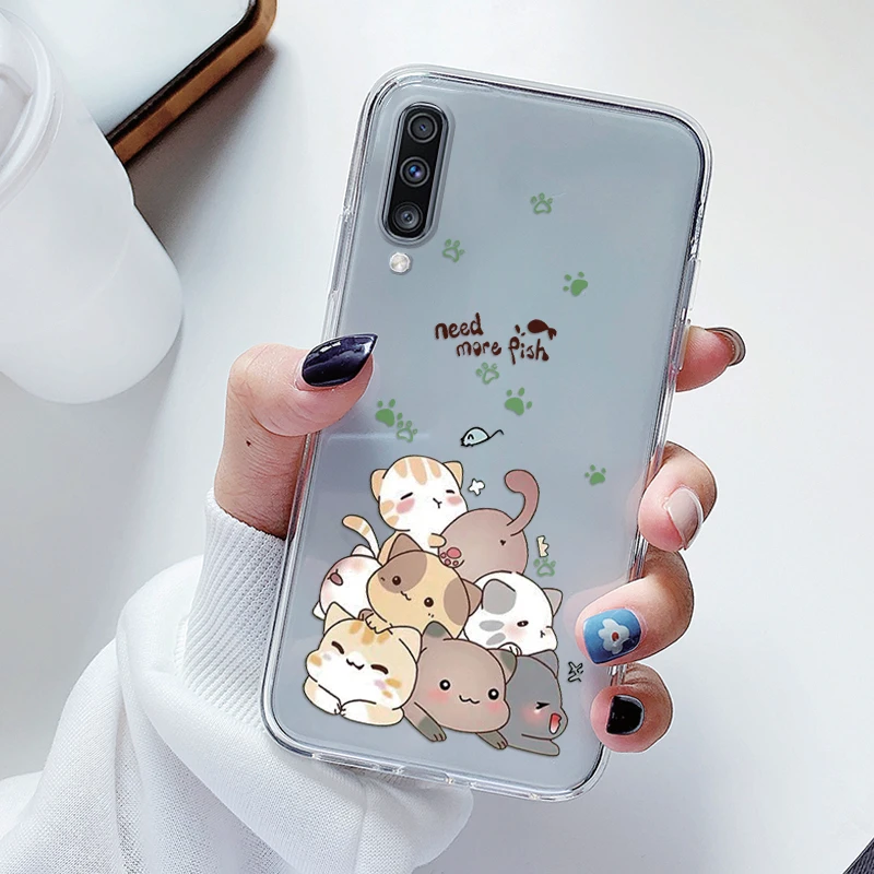 For Samsung Galaxy A50 A50S A30S A70 Phone Case Cartoon Back Cover Transparent Soft Silicone Flower Funda For Samsung A 50 Cute