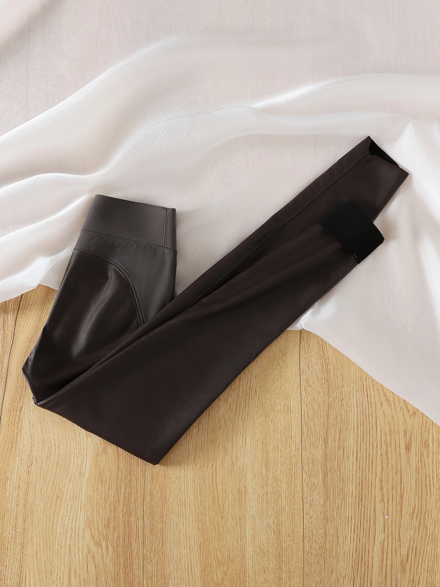 Spodnie do jogi La Chapelle ze skóry ekologicznej PU, wysoki stan, wyszczuplające, damskie spodnie do botków, obcisłe, codzienne długie spodnie