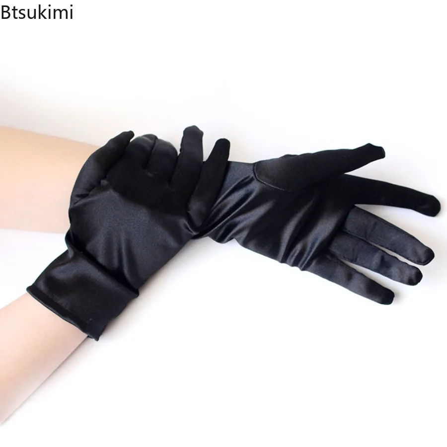 

Классические женские атласные перчатки, четырехсезонные солнцезащитные перчатки с длинными пальцами, элегантный аксессуар для костюма, сценические этикетные перчатки