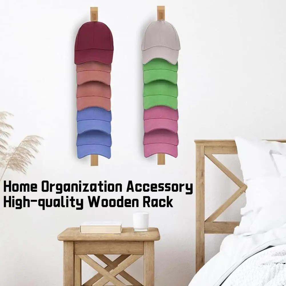 Minimalist Wooden Wall Hat Rack Smooth Edge Burr Free Simple Installation Hat Hanger Holder Baseball Caps Display Rack ﻿