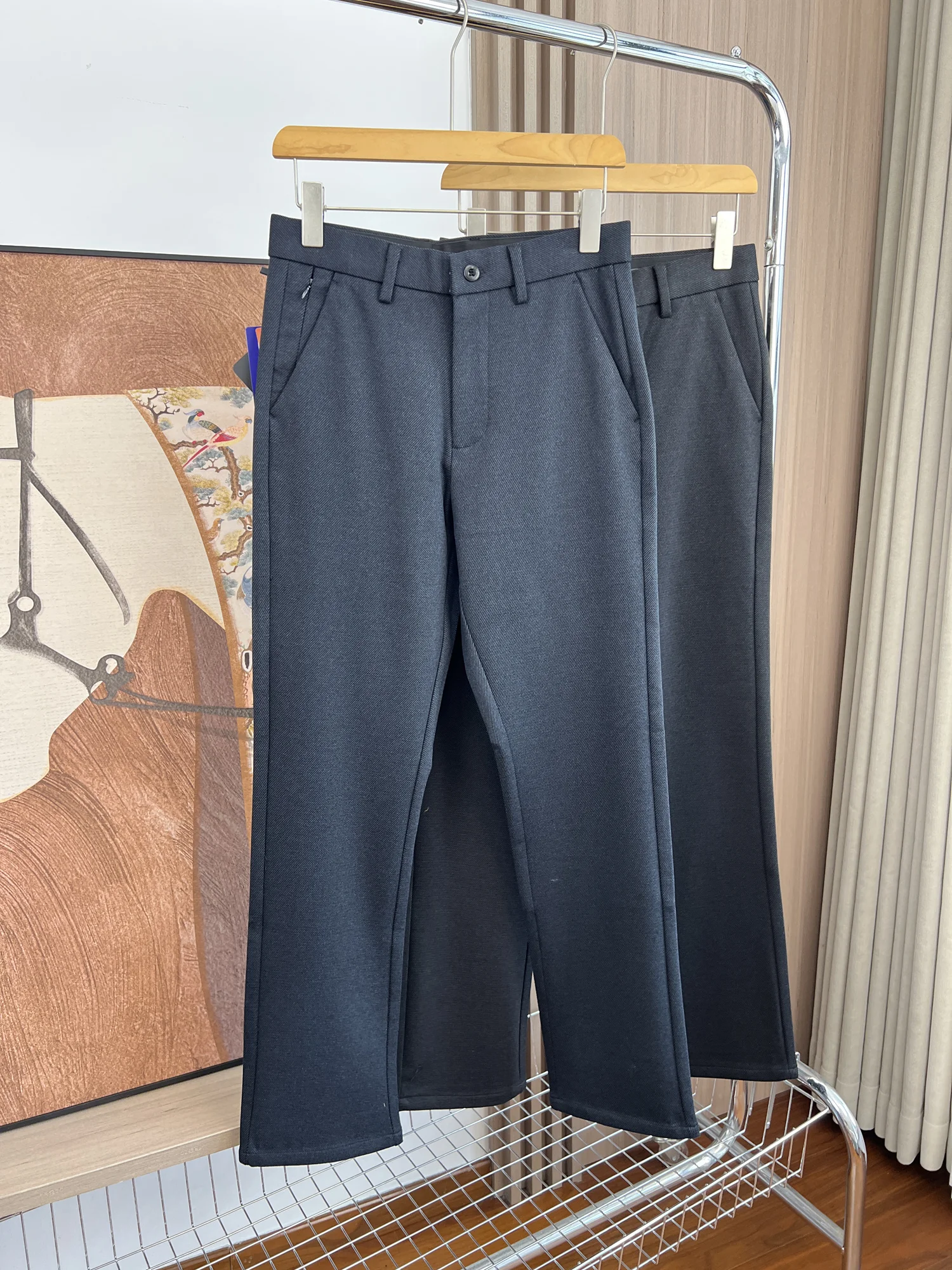 

Высокоэластичные утепленные мужские брюки из шерстяной смеси, приталенные, прямого кроя, для повседневной носки, осенне-зимние, деловые повседневные