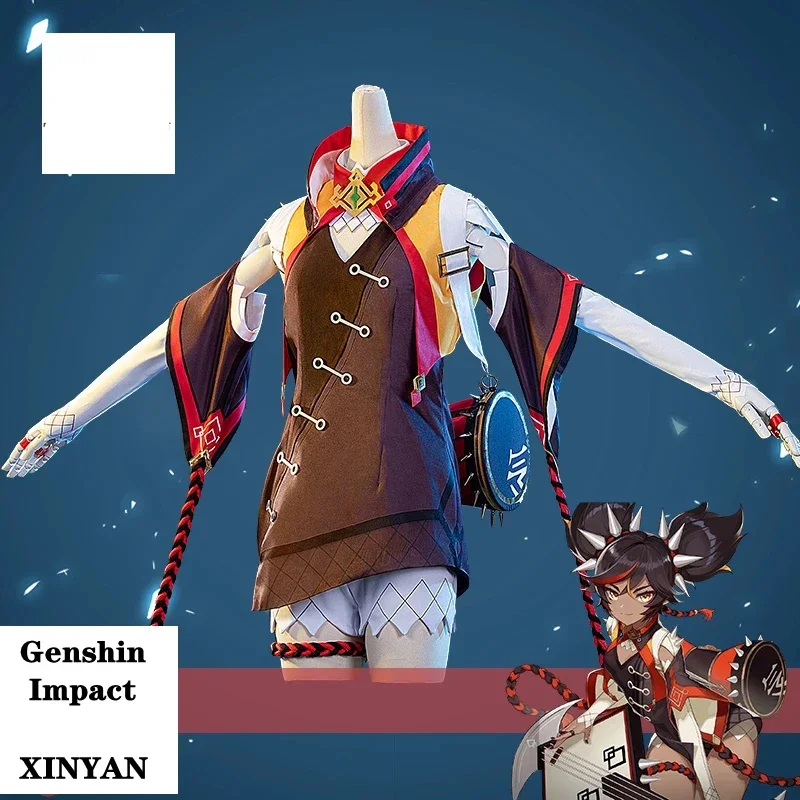 XINYAN-Genshin Impact Cosplay para Mulheres, Traje de Jogo, Halloween Suit, Roupa Sexy