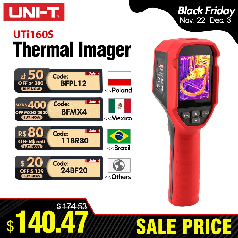 UNI-T Thermal Imager UTI160S 160x120 Pixels Thermal Imaging Camera Floor Heating Detector PCB Circuit Test IP54