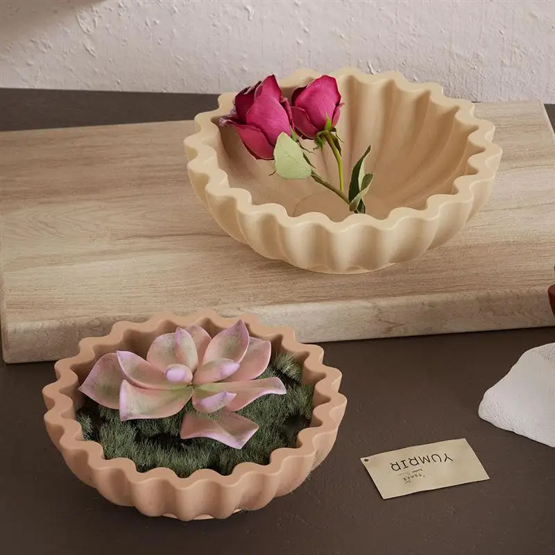 Wavy Lace Bowl Shape Candle Cup Silicone Mold Cement Gypsum Aromatherapy Resin DIY Storage Bowl Flower Pot Home Decor ﻿Crafts