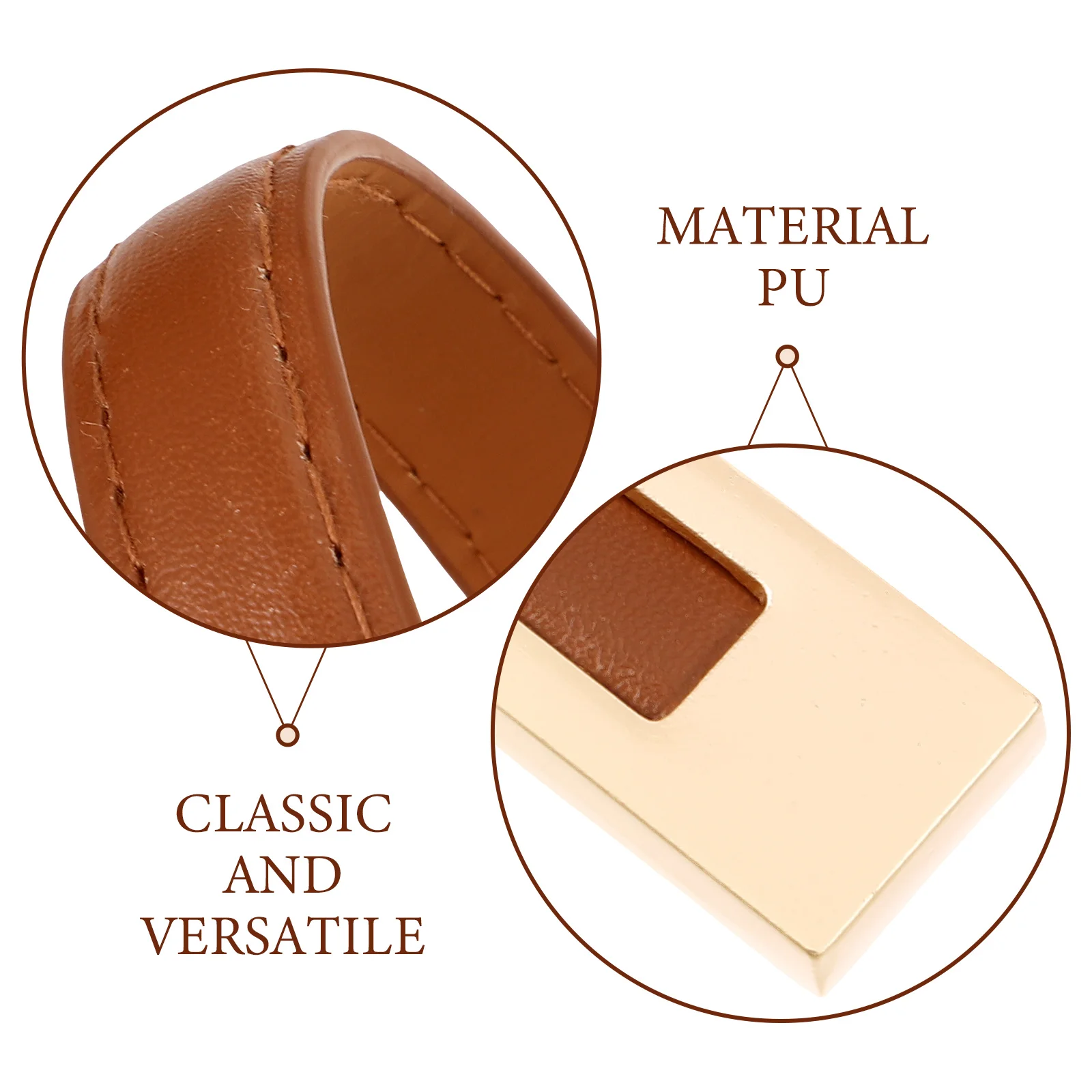 

Vintage Women PU Thin Belt Adjustable Waist Belt for Dress Jeans Classic Retro Style Durable Design