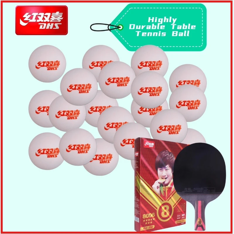 DHS ABS Seam Table Tennis Balls 40+ Training & Competition Balls 60/120pcs High Bounce Durability Ping Pang Balls 8/9Star Racket
