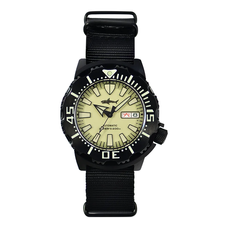 Часы HEIMDALLR Monster PVD Full C3, супер светящийся нейлоновый ремешок NH36, автоматический механизм, часы для дайвинга, водонепроницаемые часы Seiko mod