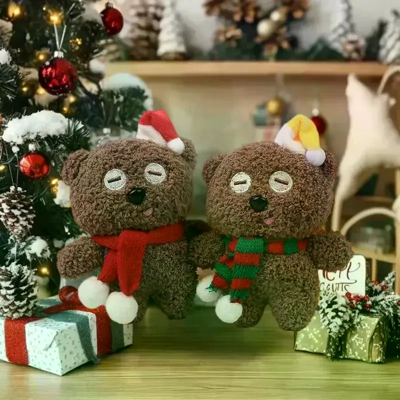 Mini muñeco de oso de Navidad, oso de peluche, regalo, bolsa de ropa, llavero, colgantes, decoración para hornear, adornos de gota de Navidad, regalo de Navidad para niños