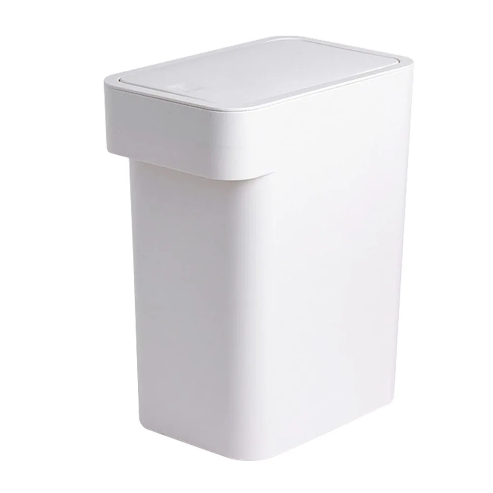 

Push-Type Trash Can 8L Pp Material Odor-Proof Lid Smooth Edge Plastic Waste Container For Kitchen Bathroom Bedroom Office