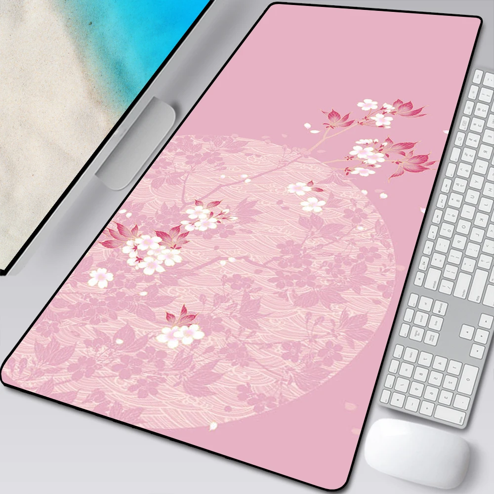 Sakura podkładka pod mysz czarna Mausepad różowa konfiguracja akcesoria dla graczy dywan biurowy japońska sztuka podkładka pod mysz firma Gaming Deskmat 90x40cm