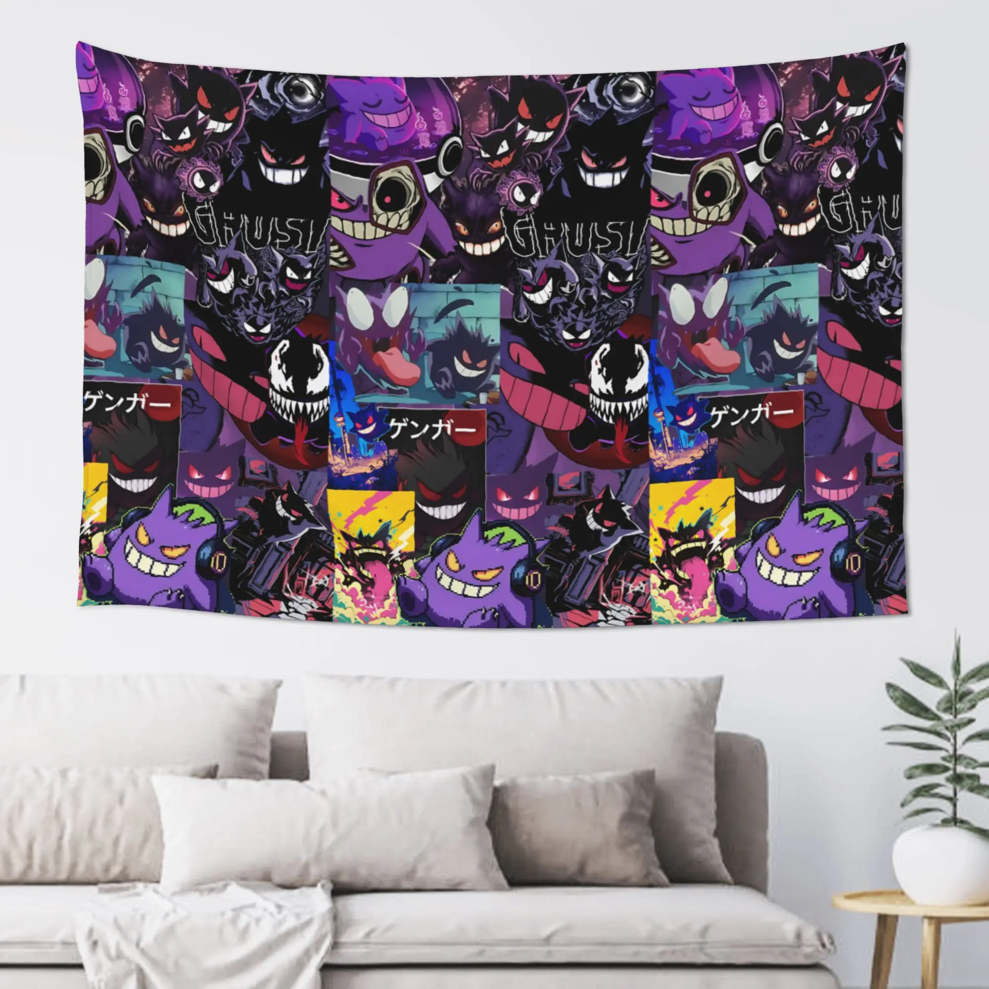 Cutecore Pokemon Halloween Gengar Tapestry Bedroom Decoration  Wall Hanging Blanket Tapestry Cool Stuff For Room