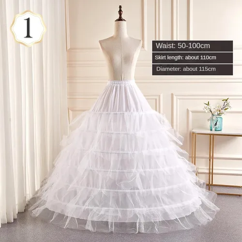 Imagen 2 del producto Enagua de 6 aros para mujer, vestido de novia plisado de crinolina blanca, línea A, largo hasta el suelo, debajo de la falda, vestidos Cancan