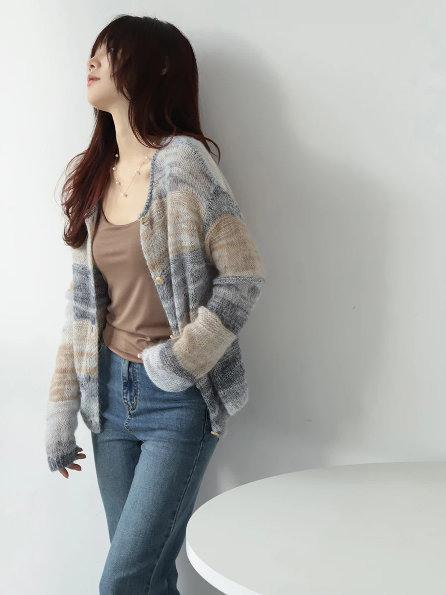 

Soft Versatile High Ratio Baby Camere Blend Open Cardigan Knitted Sweater Outerwear MZOMXO Fine Texture Commute Sle